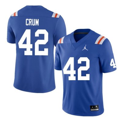 Men's Florida Gators #42 Quaylin Crum NCAA Nike Blue Throwback Authentic Stitched College Football Jersey BAA2262KO